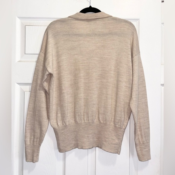 Madewell Merino Wool Polo Sweater Oatmeal Creamy Beige Size Large - Picture 9 of 12